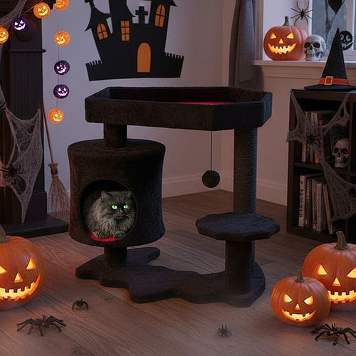 Cat tree halloween condo - cat,