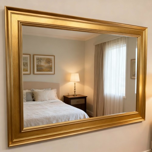Large contemporary gold - gold, framed