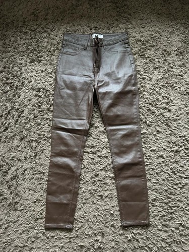 Denim leather trousers - leather,