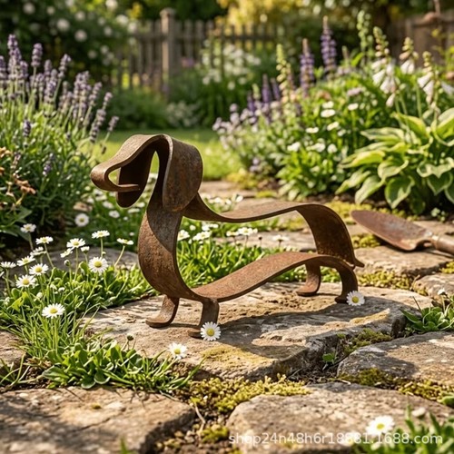 Antique bronze rusty dachshund - antique,