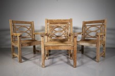 Set of Four Julian Chichester English Vintage Teak Garden Armchairs