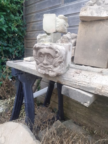 Old stone green man - green,