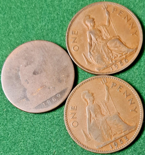 Rare british pennies 1869 - rare, pennies: