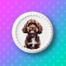 Cockapoo Dog pre-cut Edible Icing Cake Topper or Ribbon 03