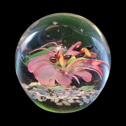 Glass paperweight large - paperweight, pink