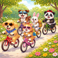 Print Art - Animals Riding