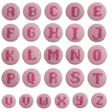 1 x Alphabet Button Cross Stitch Fuchsia On Pink 40 Lignes 25mm Craft Buttons