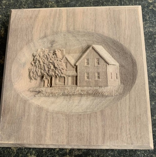 Farm house scene engraving - farm,