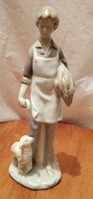 Figurine Porcelain Farm Boy with Lamb and Wheat Sheaf  (Like Nao) 