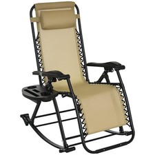 Outsunny Folding Zero-Gravity Outdoor Recliner Rocker, Refurbished