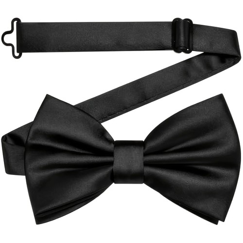 Black bow tie adjustable - black,