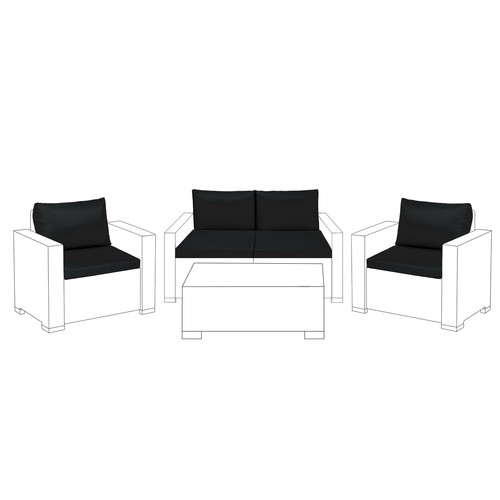 Black 8pc replacement cushions - black,
