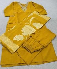 Elegant Mustard Embroidered