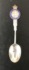GVI Coronation 1937 H/M Silver & enamel commemorative spoon-Birmingham-Barker Br