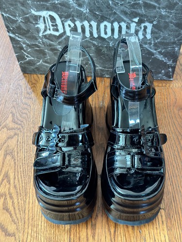 Demonia wave black patent - demonia,