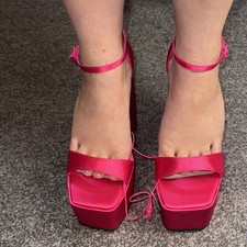 Hot Pink Satin Ankle Strap