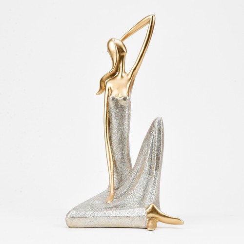 Lady figurine resin gold - lady,