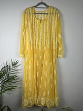 Yellow Chikankari Embroidered