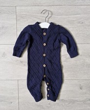 Lily & Jack 3-6 months boys knitted jumpsuit pramsuit overall navy