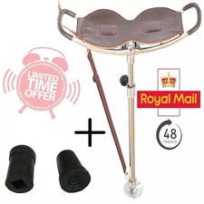 HIGH QUALITY BROWN LEATHER SHOOTING STICK RACING FOLDING SEAT SHOWS CHAIR STOOL
