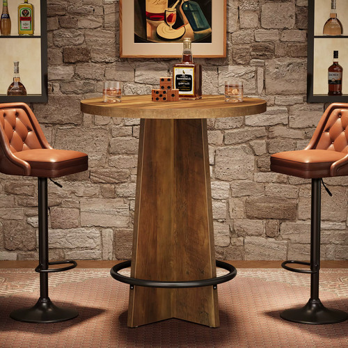 Rustic round bar table - rustic,