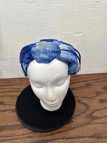 Vintage blue floral fascinator - vintage,