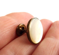 Vintage Shirt Collar Stud Gold Tone with Mother of Pearl Lever Action Fasten