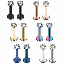 2Pcs Surgical Steel Stud Labret Bars Tragus Helix Monroe Piercing Lip Ear Ring