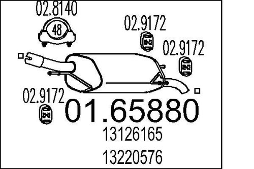 Mts 65880 rear muffler - mts,