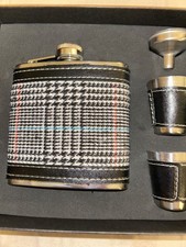 Black leather flask 6oz - flask, 6oz,