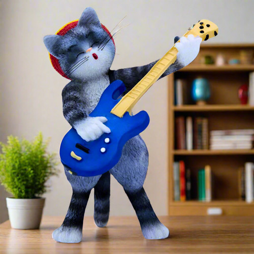 Jamaican cat with guitar - with,