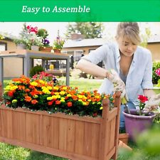 Large Wooden Garden Planter Outdoor Flowers Plant Pot Rectangular