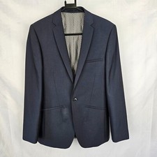 Lambretta Blazer Jacket Mens 36R Navy Blue Smart Casual One Button Suit Coat