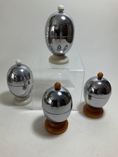 Four  Vintage Heatmaster original Art Deco style egg cups chrome and bakelite