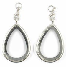 2 Living Memory Floating Charms Glass Teardrop Locket Pendant For Necklace