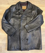 Mens Black Italian CIRO CITTERIO Double Breasted Leather Jacket/Coat Size XL