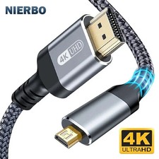 Micro HDMI to HDMI Cable 4K 60Hz 2K 165Hz Braided Cord Adapter Camera Monitor