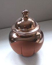 VINTAGE BRONZE LUSTER GLAZED/RED CLAY LIDDED TEA JAR