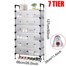 5/6/7 Tier Cabinet Storage Organiser Shoe Rack Stand Holder w/ Dust-proof Cover