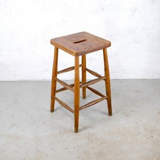 Vintage Mid Century Wood Beech Lab Bar School Art Stool #103042