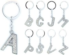A-Z LARGE DIAMOND LETTER KEYRING Alphabet Bling Name Key Ring Crystal Chain Gift