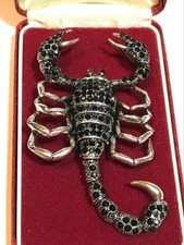 Vintage Style Large Crystal Scorpion Brooch Pin Antique Silver Tone Jewellery