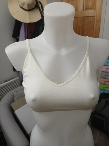 Ladies cream ribbed - , crop