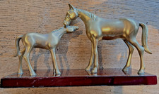 Vintage Brass Mare & Foal ~