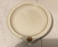 Vintage 1930's Ribstone Ware Booths Hot Water Fill Warming Plate Cream Gold Trim