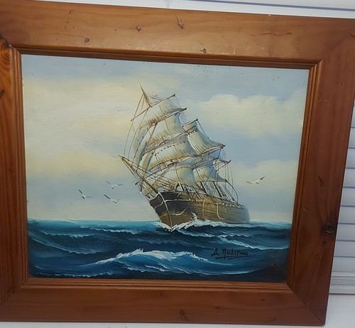 Vintage framed oil painting - vintage,