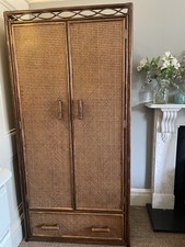 Vintage Angraves rattan wicker cane wooden wardrobe 