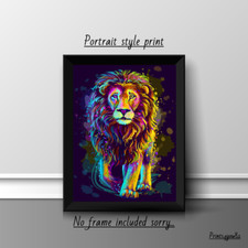 LION watercolour A4 PRINT