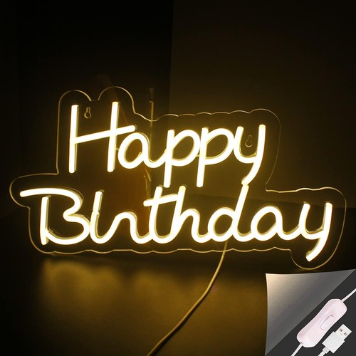 Happy birthday neon warm white - happy,