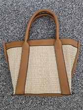 Tan/beige rattan handbag cross body holiday summer bag